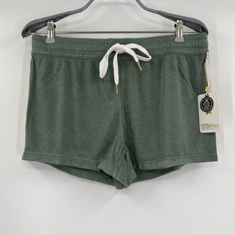 PJ Salvage Gold Star Status Lounge Pajama Shorts sz S Sage Terry-Lined RZGSS NWT